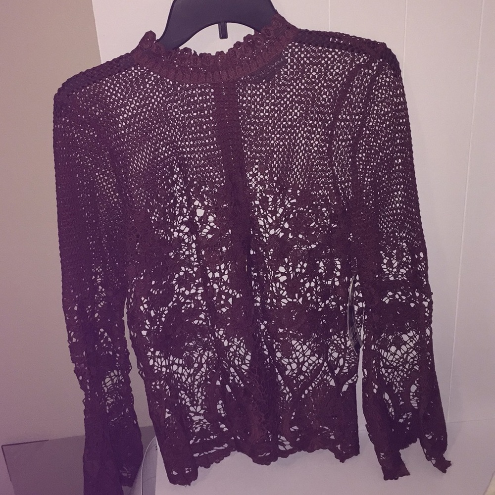 Lace moc kneck shirt